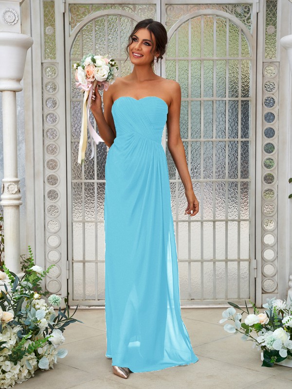 A-Line/Princess Chiffon Ruffles Sweetheart Sleeveless Floor-Length Bridesmaid Dresses 2218