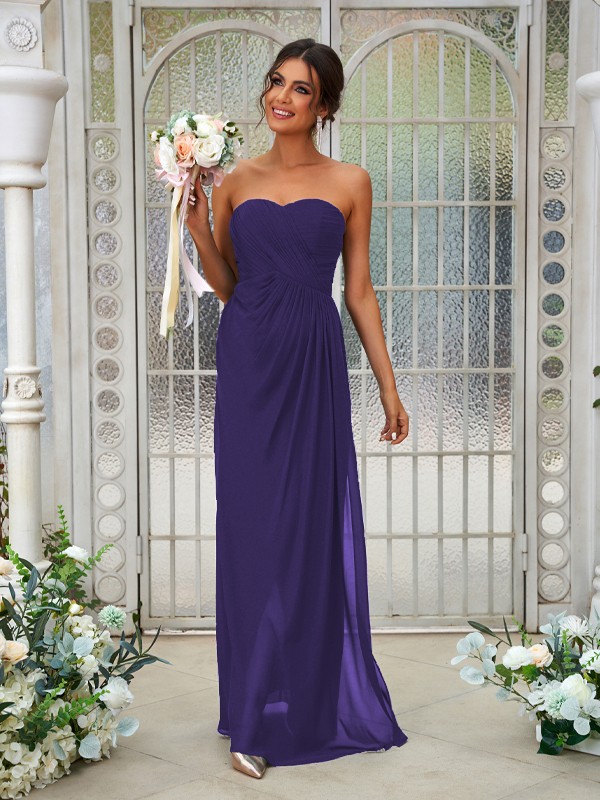 A-Line/Princess Chiffon Ruffles Sweetheart Sleeveless Floor-Length Bridesmaid Dresses 2218