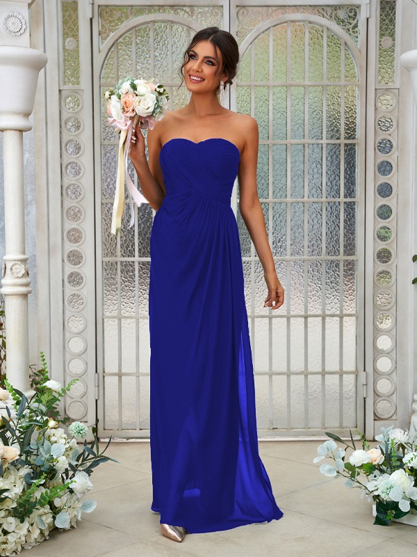 A-Line/Princess Chiffon Ruffles Sweetheart Sleeveless Floor-Length Bridesmaid Dresses 2218