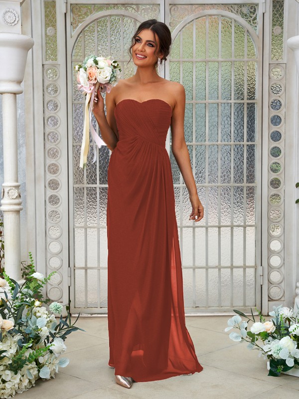 A-Line/Princess Chiffon Ruffles Sweetheart Sleeveless Floor-Length Bridesmaid Dresses 2218