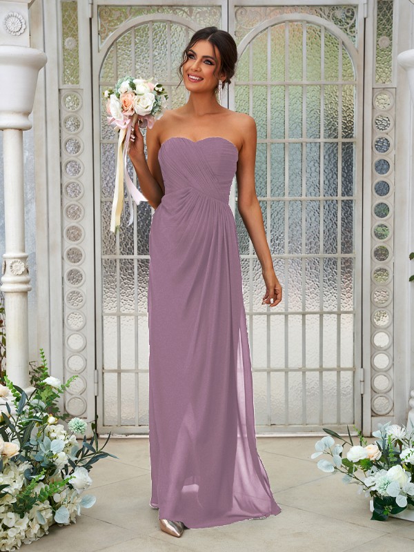 A-Line/Princess Chiffon Ruffles Sweetheart Sleeveless Floor-Length Bridesmaid Dresses 2218