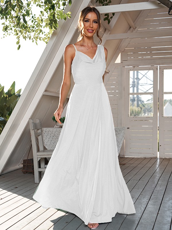 A-Line/Princess Jersey Ruched Straps Sleeveless Floor-Length Bridesmaid Dresses 2322