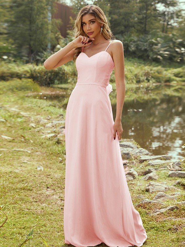 A-Line/Princess Chiffon Sash/Ribbon/Belt Sweetheart Sleeveless Floor-Length Bridesmaid Dresses 2247