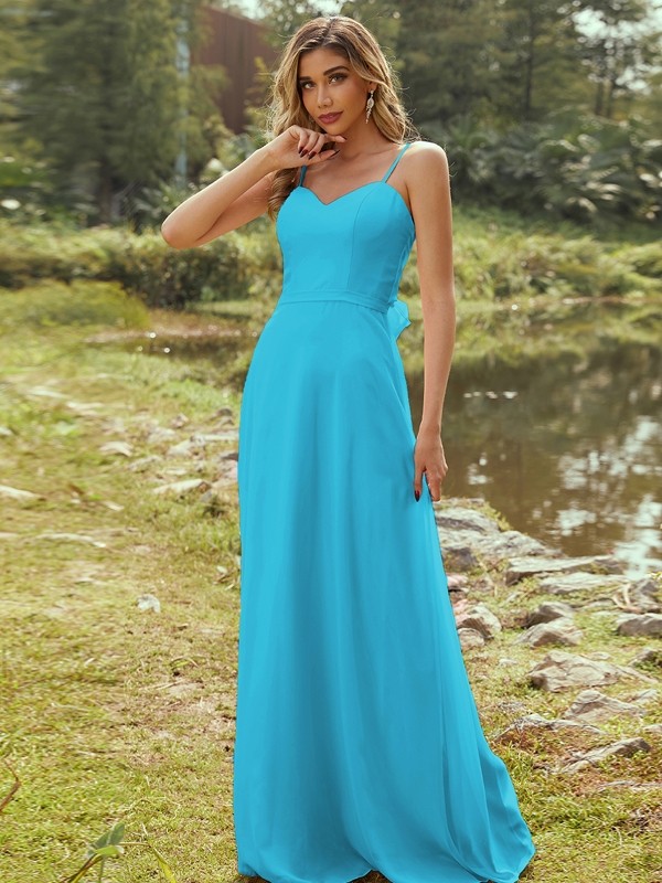 A-Line/Princess Chiffon Sash/Ribbon/Belt Sweetheart Sleeveless Floor-Length Bridesmaid Dresses 2247