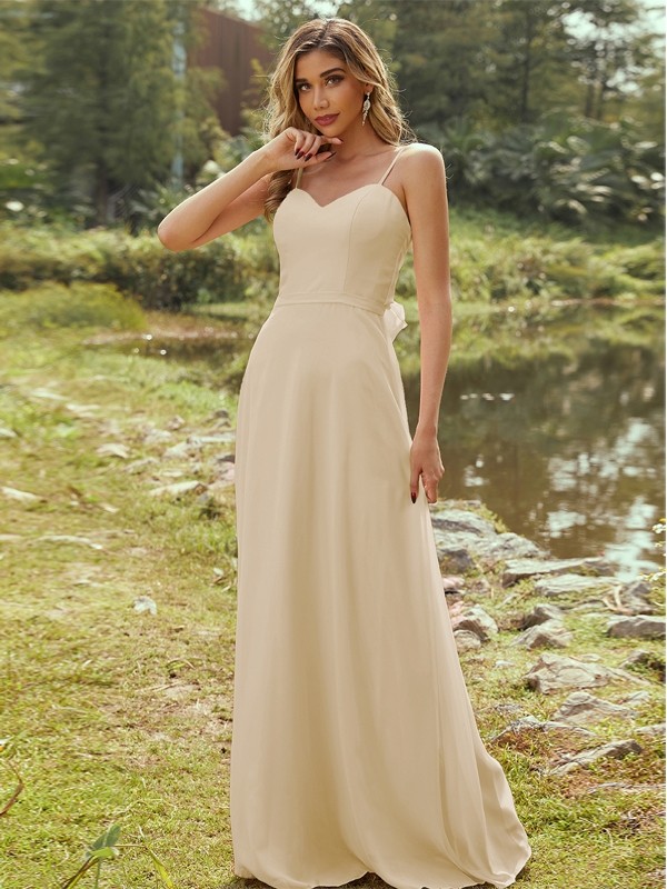 A-Line/Princess Chiffon Sash/Ribbon/Belt Sweetheart Sleeveless Floor-Length Bridesmaid Dresses 2247