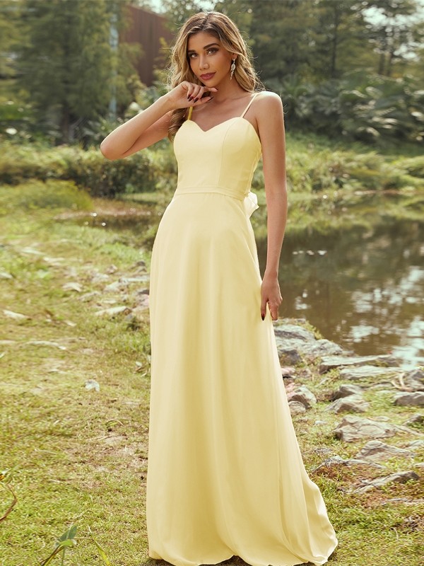 A-Line/Princess Chiffon Sash/Ribbon/Belt Sweetheart Sleeveless Floor-Length Bridesmaid Dresses 2247