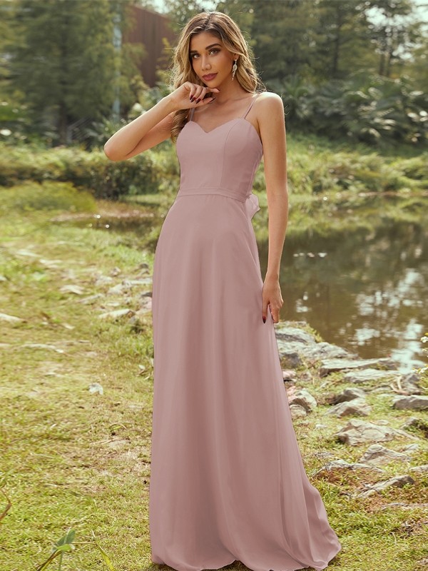 A-Line/Princess Chiffon Sash/Ribbon/Belt Sweetheart Sleeveless Floor-Length Bridesmaid Dresses 2247