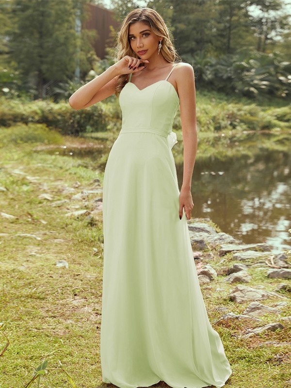 A-Line/Princess Chiffon Sash/Ribbon/Belt Sweetheart Sleeveless Floor-Length Bridesmaid Dresses 2247