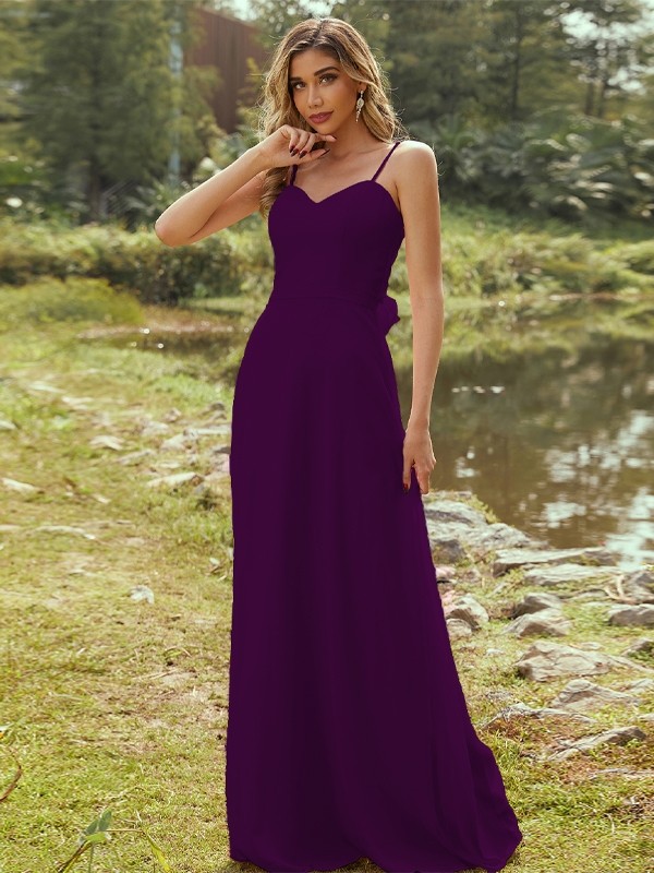 A-Line/Princess Chiffon Sash/Ribbon/Belt Sweetheart Sleeveless Floor-Length Bridesmaid Dresses 2247