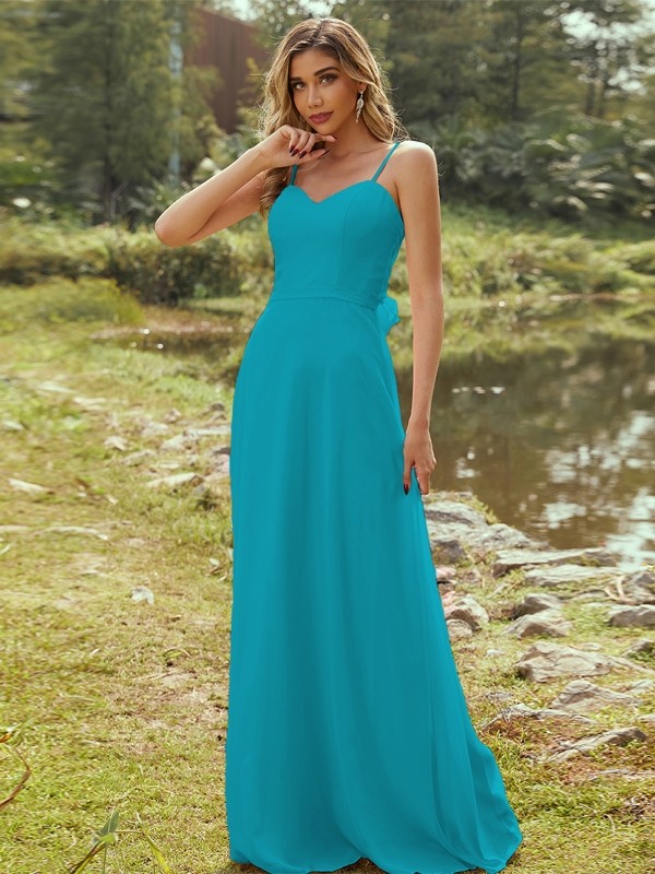 A-Line/Princess Chiffon Sash/Ribbon/Belt Sweetheart Sleeveless Floor-Length Bridesmaid Dresses 2247