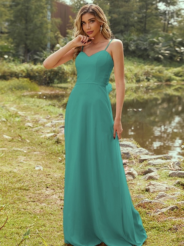 A-Line/Princess Chiffon Sash/Ribbon/Belt Sweetheart Sleeveless Floor-Length Bridesmaid Dresses 2247