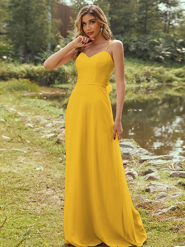 A-Line/Princess Chiffon Sash/Ribbon/Belt Sweetheart Sleeveless Floor-Length Bridesmaid Dresses 2247