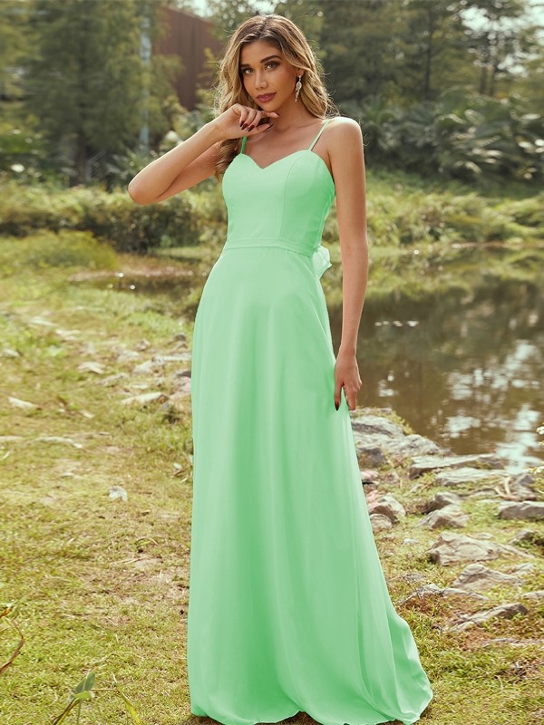 A-Line/Princess Chiffon Sash/Ribbon/Belt Sweetheart Sleeveless Floor-Length Bridesmaid Dresses 2247