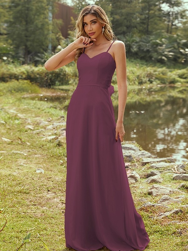 A-Line/Princess Chiffon Sash/Ribbon/Belt Sweetheart Sleeveless Floor-Length Bridesmaid Dresses 2247