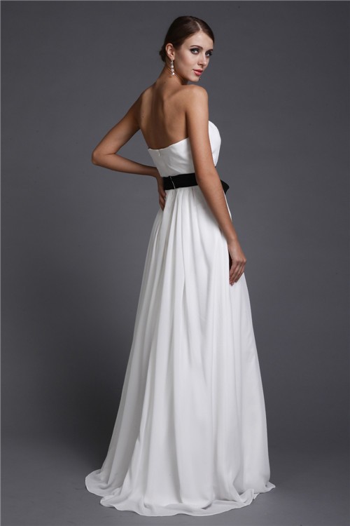 Sheath/Column Strapless Sash/Ribbon/Belt Long Sleeveless Chiffon Bridesmaid Dresses 3121