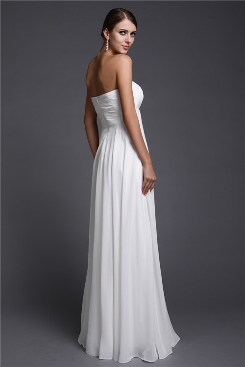 A-Line/Princess Strapless Sleeveless Beading Long Chiffon Bridesmaid Dresses 2592