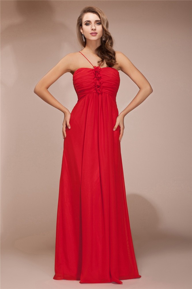 Sheath/Column Ruffles Long Sleeveless Chiffon Bridesmaid Dresses 3014