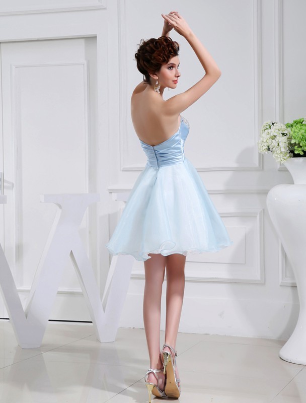 A-Line/Princess Beading Sweetheart Sleeveless Applique Elastic Woven Satin Organza Bridesmaid Dresses 2123