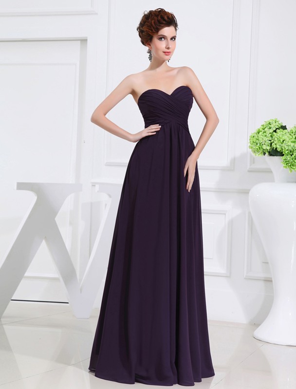 A-Line/Princess Sweetheart Sleeveless Chiffon Pleats Long Bridesmaid Dresses 2727