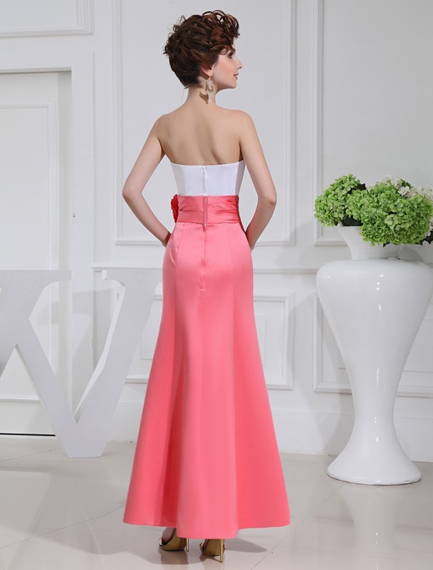 A-Line/Princess Hand-made Flower Sleeveless Satin Long Bridesmaid Dresses 2311