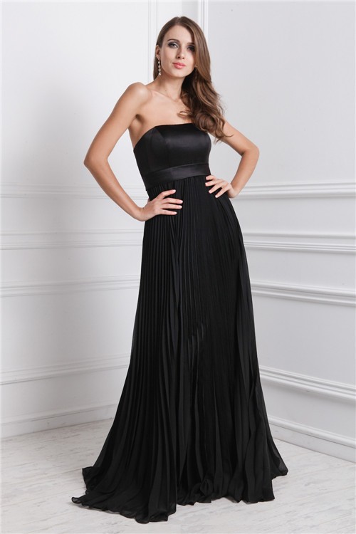 A-Line/Princess Strapless Sleeveless Ruffles Long Chiffon Bridesmaid Dresses 2614