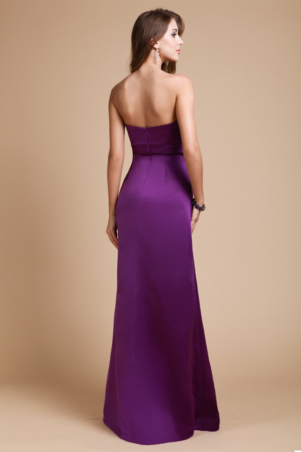 Sheath/Column Sweetheart Sleeveless Long Bowknot Satin Bridesmaid Dresses 3213