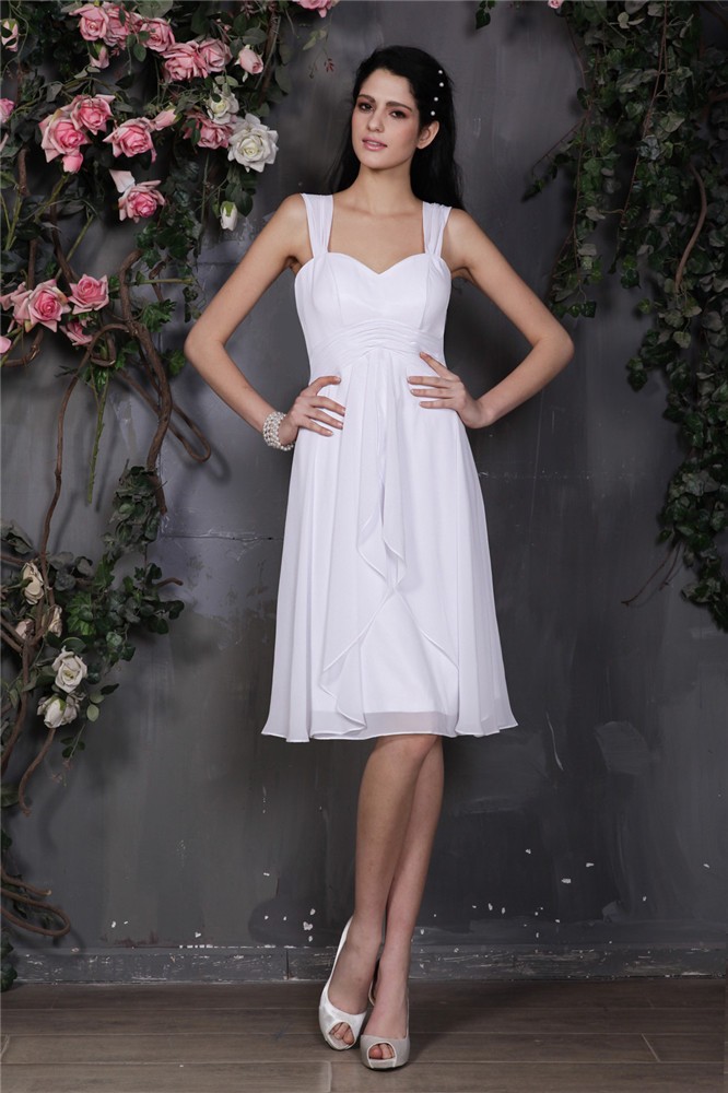 Sheath/Column Straps Sleeveless Pleats Short Chiffon Bridesmaid Dresses 3142