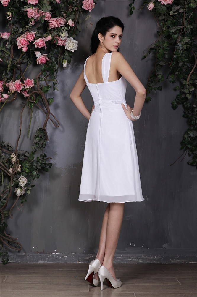 Sheath/Column Straps Sleeveless Pleats Short Chiffon Bridesmaid Dresses 3142