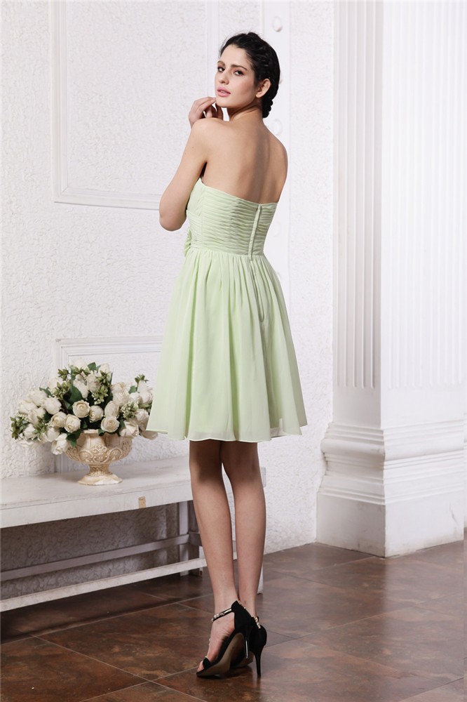 A-Line/Princess Sweetheart Sleeveless Pleats Hand-Made Flower Chiffon Bridesmaid Dresses 2745