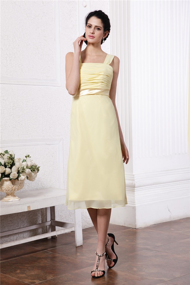 Sheath/Column Straps Sleeveless Sash Pleats Short Chiffon Bridesmaid Dresses 3143