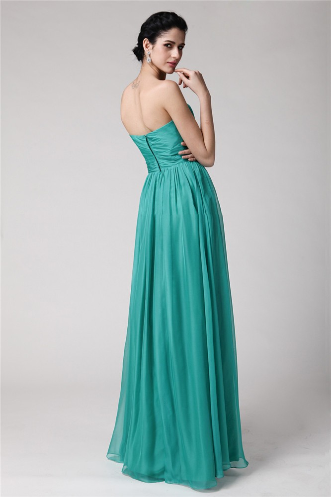 Sheath/Column Sweetheart Sleeveless Pleats Long Chiffon Bridesmaid Dresses 3218