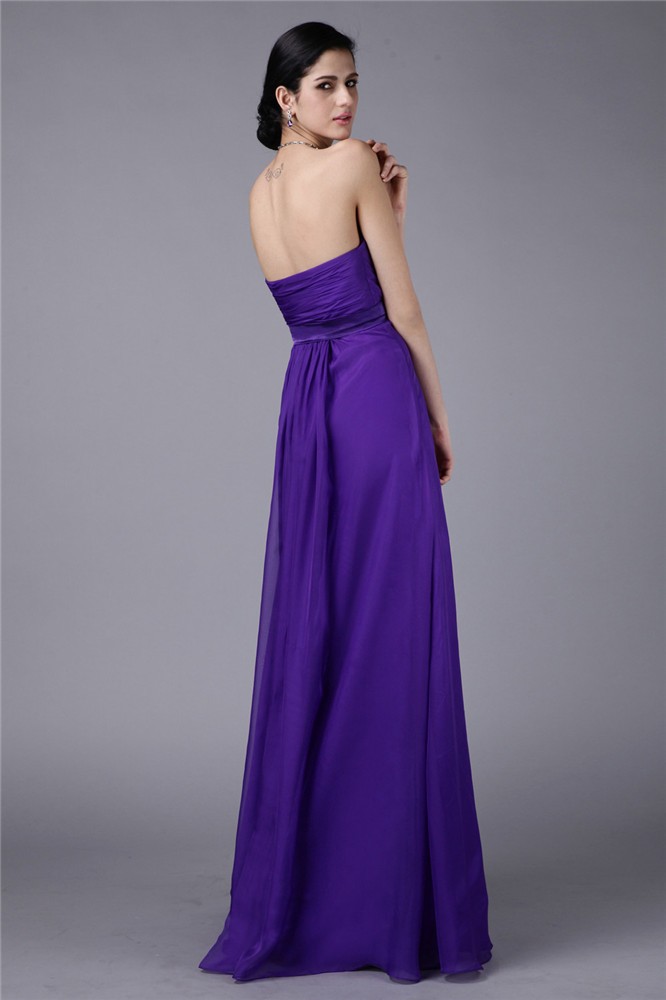 A-Line/Princess Sweetheart Sleeveless Beading Pleats Long Chiffon Bridesmaid Dresses 2726