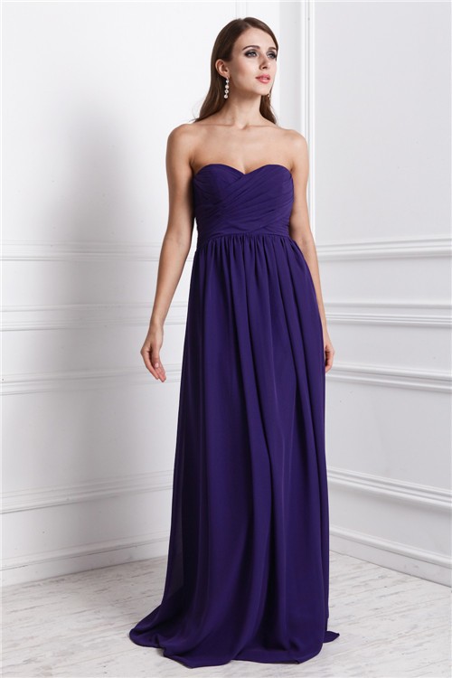 Sheath/Column Sweetheart Sleeveless Ruffles Long Chiffon Bridesmaid Dresses 3221