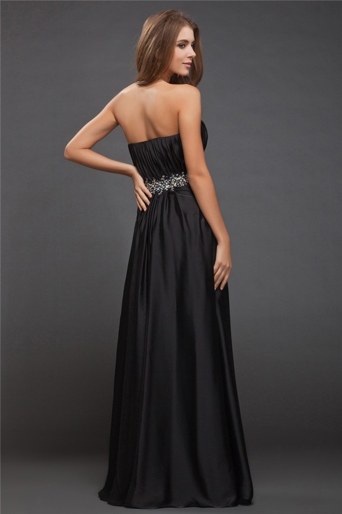 Sheath/Column Sweetheart Sleeveless Beading Long Charmeuse Bridesmaid Dresses 3209