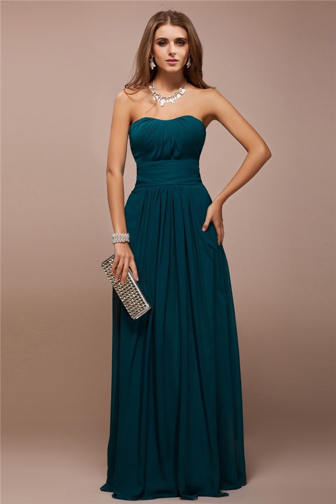 Sheath/Column Sweetheart Sleeveless Ruffles Long Bridesmaid Dresses 3220