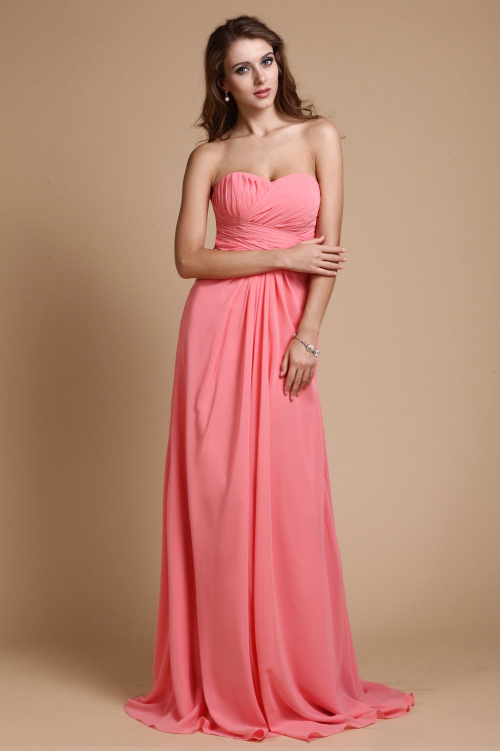 A-Line/Princess Sweetheart Sleeveless Ruffles Chiffon Long Bridesmaid Dresses 2751