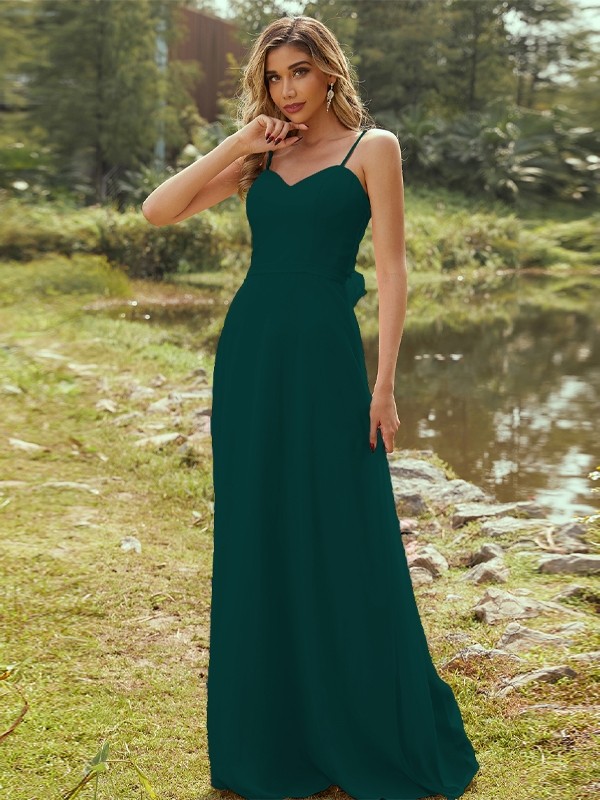 A-Line/Princess Chiffon Sash/Ribbon/Belt Sweetheart Sleeveless Floor-Length Bridesmaid Dresses 2247