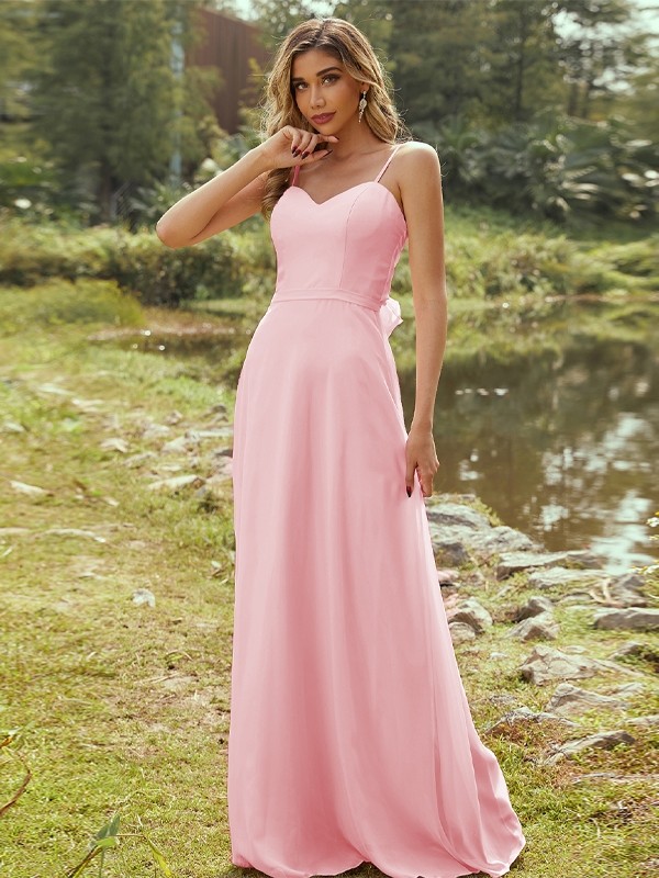 A-Line/Princess Chiffon Sash/Ribbon/Belt Sweetheart Sleeveless Floor-Length Bridesmaid Dresses 2247