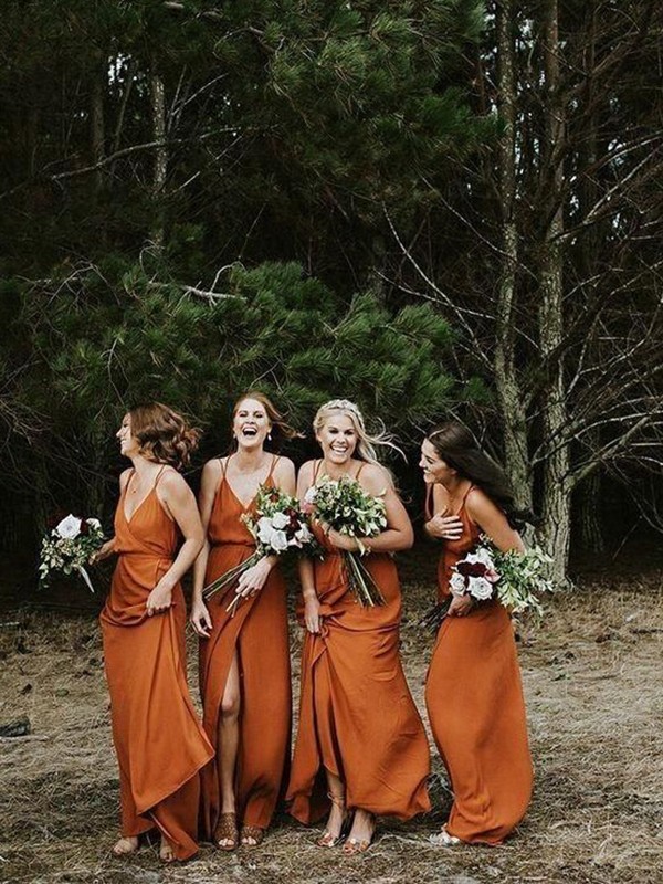 A-Line/Princess V-neck Silk Like Satin Sleeveless Ruffles Floor-Length Bridesmaid Dresses 2816