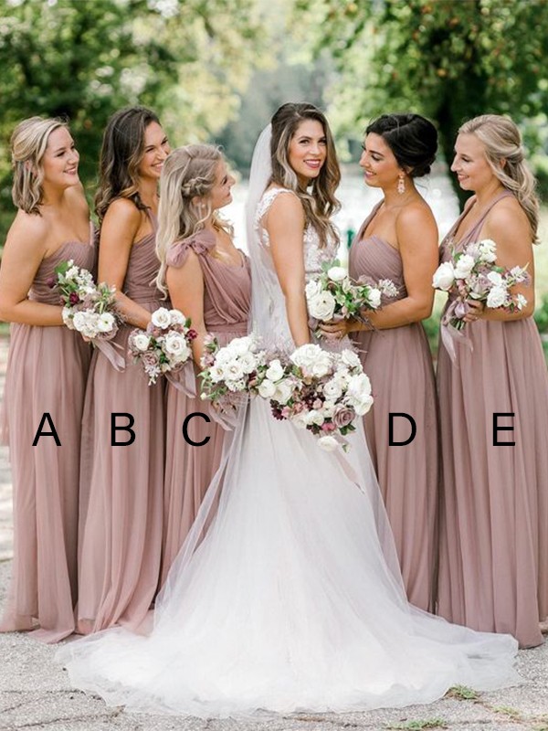 A-Line/Princess Tulle Ruffles Straps Sleeveless Floor-Length Bridesmaid Dresses 2771