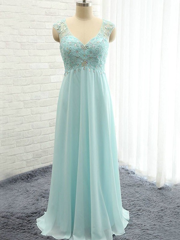 A-Line/Princess Sleeveless Sweetheart Floor-Length Beading Chiffon Bridesmaid Dresses 2519