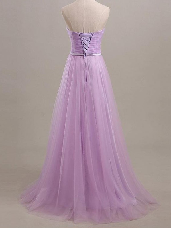 A-Line/Princess Sleeveless Sweetheart Floor-Length Sash/Ribbon/Belt Tulle Bridesmaid Dresses 2528