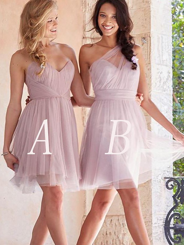 A-Line/Princess Tulle Sleeveless Short/Mini Bridesmaid Dresses 2776