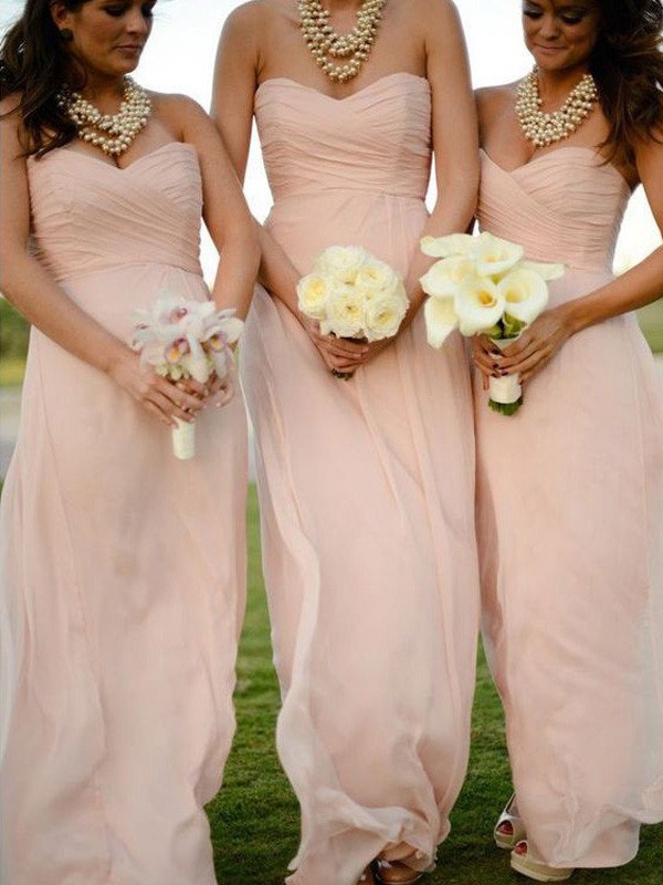 A-Line/Princess Sweetheart Sleeveless Floor-Length Chiffon Bridesmaid Dresses 2731