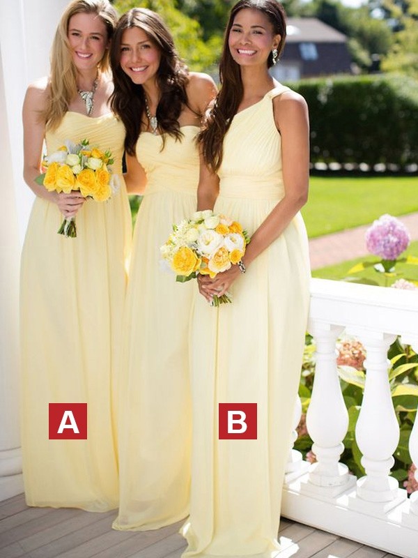 A-Line/Princess Sleeveless Floor-Length Chiffon Bridesmaid Dresses 2504