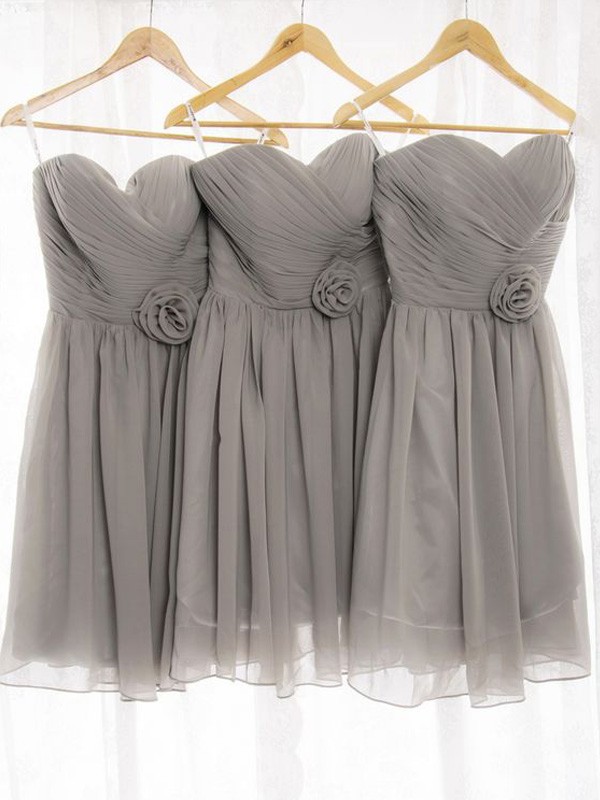 A-Line/Princess Sweetheart Sleeveless Chiffon Short/Mini Bridesmaid Dresses 2728