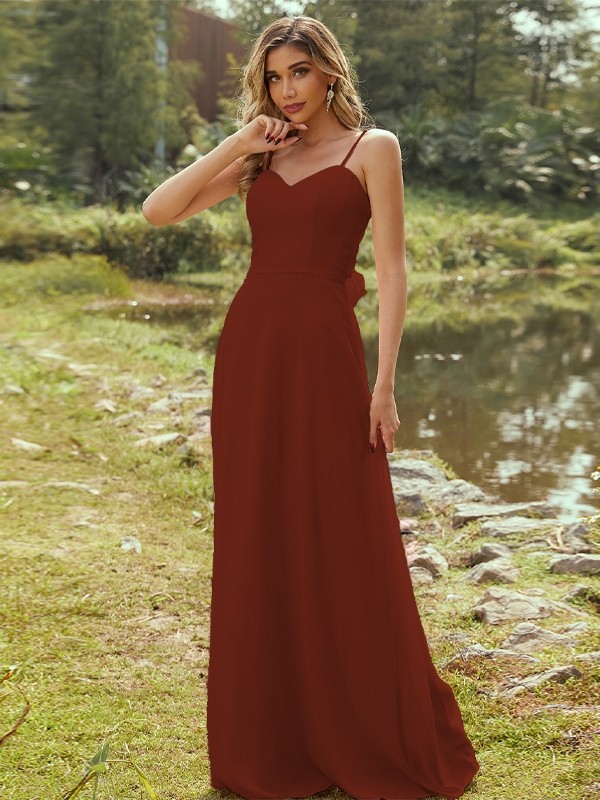 A-Line/Princess Chiffon Sash/Ribbon/Belt Sweetheart Sleeveless Floor-Length Bridesmaid Dresses 2247