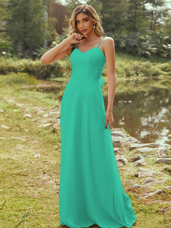 A-Line/Princess Chiffon Sash/Ribbon/Belt Sweetheart Sleeveless Floor-Length Bridesmaid Dresses 2247