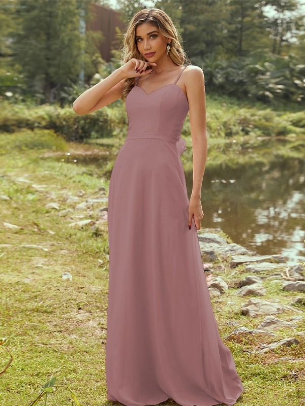 A-Line/Princess Chiffon Sash/Ribbon/Belt Sweetheart Sleeveless Floor-Length Bridesmaid Dresses 2247