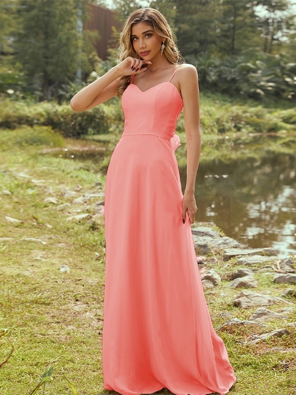 A-Line/Princess Chiffon Sash/Ribbon/Belt Sweetheart Sleeveless Floor-Length Bridesmaid Dresses 2247